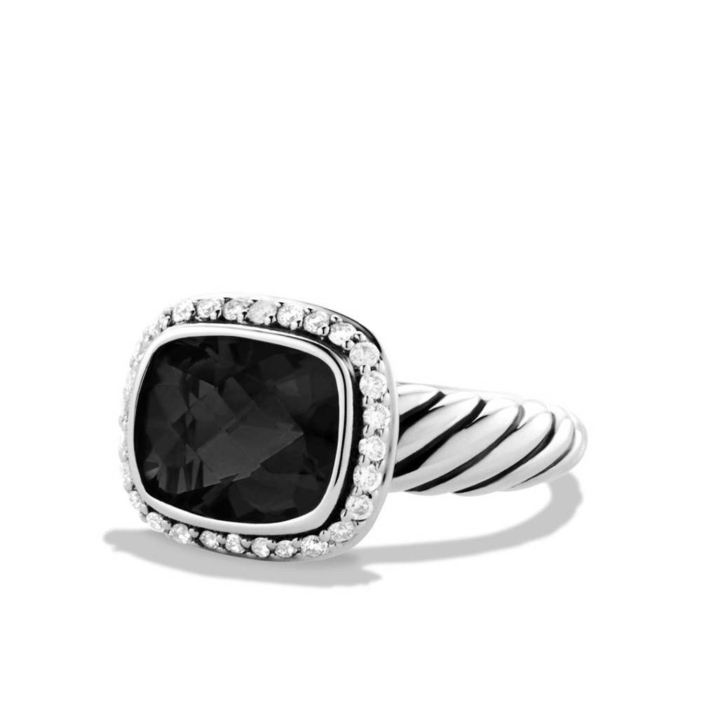 David Yurman Black Onyx Cable Ring with Pavé Diamonds